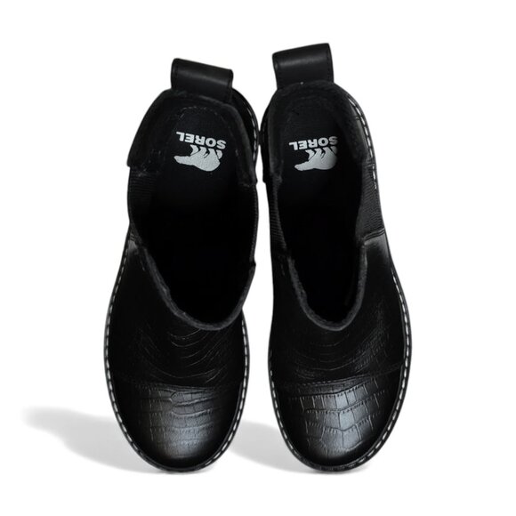 Sorel Joan Now Chelsea Boots in Black Tawny Buff Croc (Size 7) - Picture 12 of 16